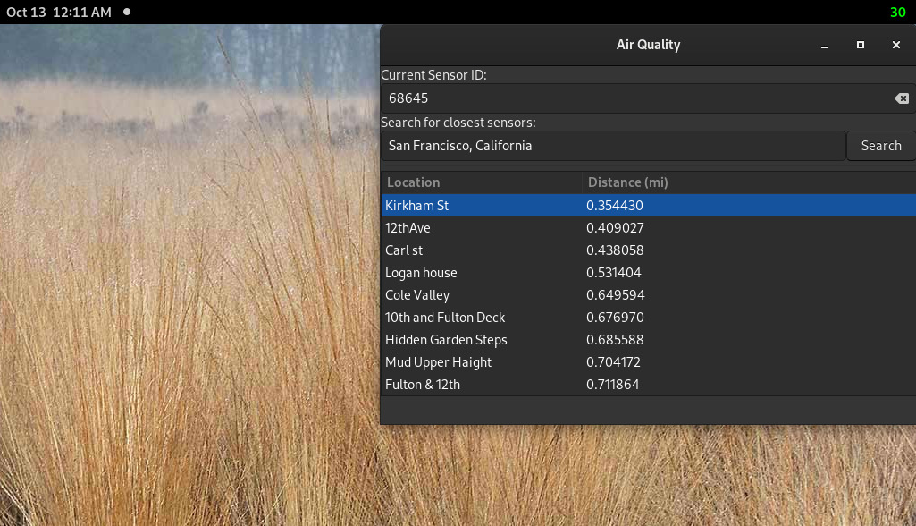 Air Quality GNOME Extension